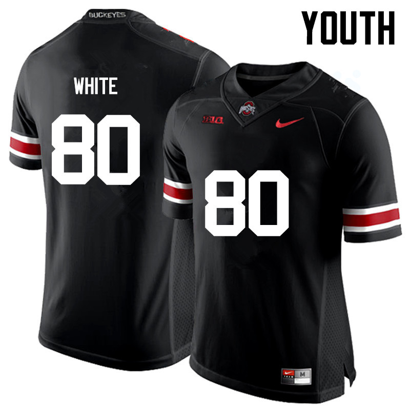 Ohio State Buckeyes Brendon White Youth #80 Black Game Stitched College Football Jersey